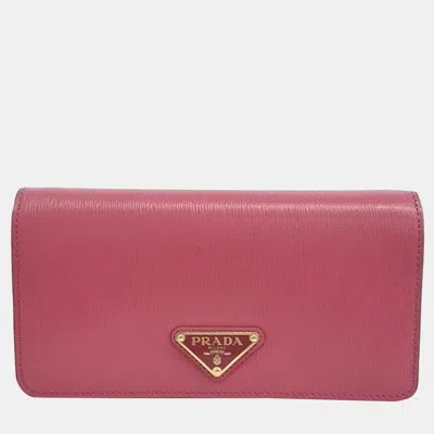 Pre-owned Prada Vitello Move Chain Cross Bag In Pink