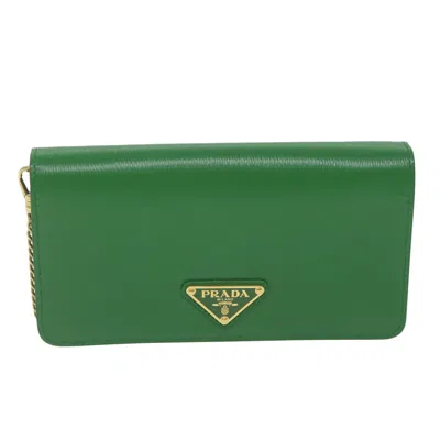 Prada Vitello Move Keychain Leather Shoulder Bag () In Green