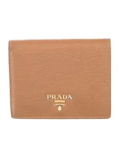 Pre-owned Prada Vitello Move Leather Bifold Wallet In Brown