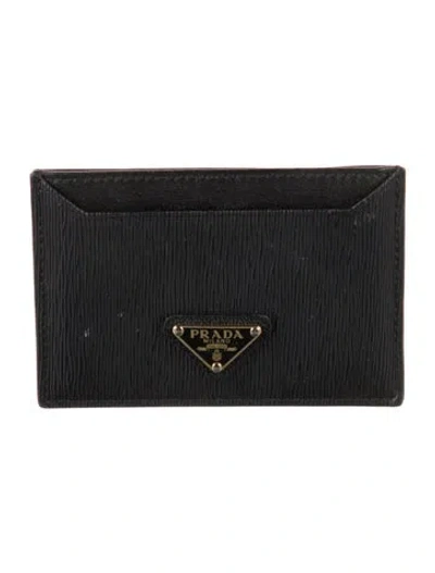 Pre-owned Prada Vitello Move Leather Card Holder In Black