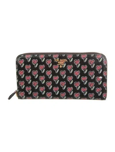 Pre-owned Prada Vitello Move Leather Continental Wallet In Black