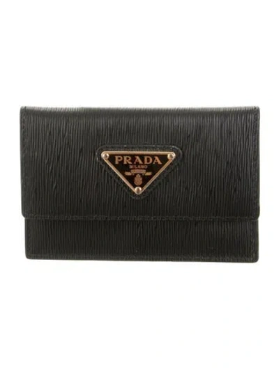 Pre-owned Prada Vitello Move Leather Continental Wallet In Black