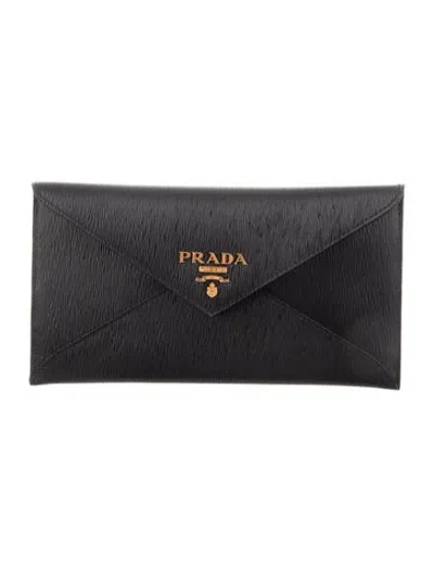 Pre-owned Prada Vitello Move Leather Continental Wallet In Black