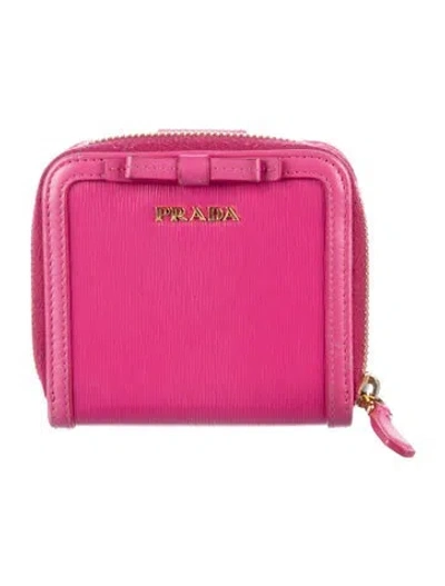 Pre-owned Prada Vitello Move Leather Continental Wallet In Pink