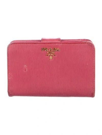 Pre-owned Prada Vitello Move Leather French Purse In Red