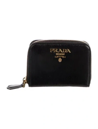 Pre-owned Prada Vitello Move Leather Wallet In Black