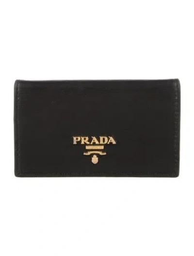 Pre-owned Prada Vitello Move Leather Wallet In Black