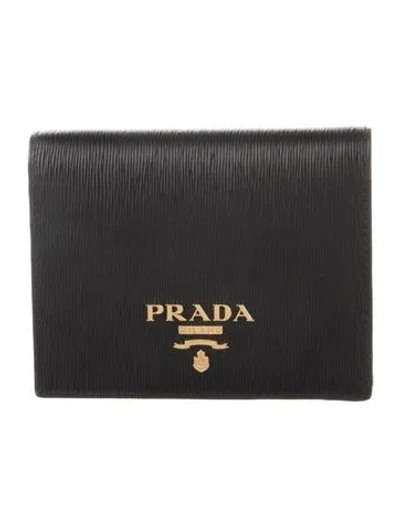 Pre-owned Prada Vitello Move Leather Wallet In Black