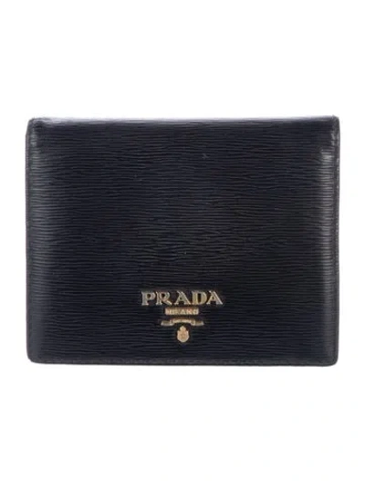 Pre-owned Prada Vitello Move Leather Wallet In Black
