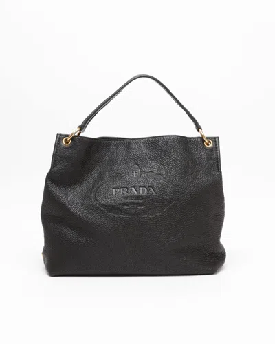 Prada Vitello Phenix Bag In Black