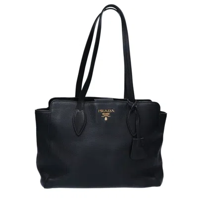 Prada Vitello Phenix Leather Tote Bag () In Black