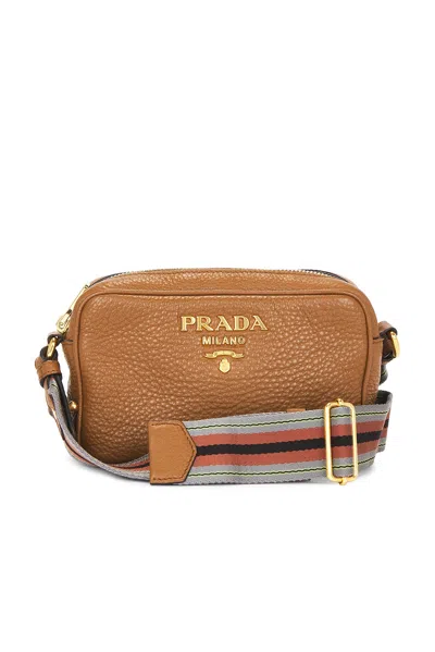 Pre-owned Prada Vitello Phenix Camera Bag In Brown