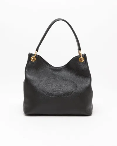 Prada Vitello Phenix Hobo Bag In Black