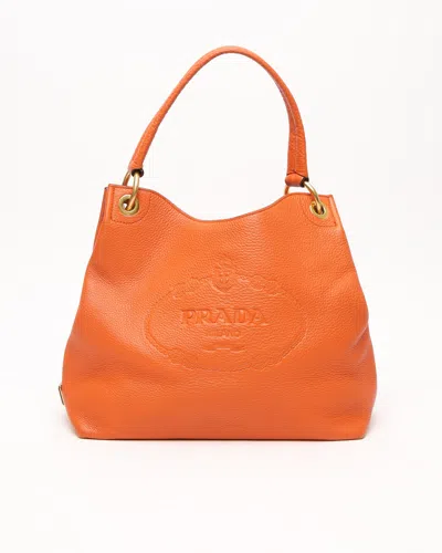 Prada Vitello Phenix Logo Hobo Bag In Black