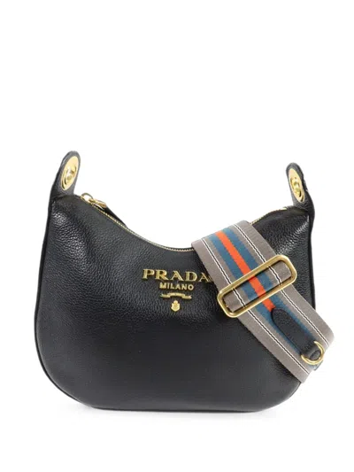 Pre-owned Prada Vitello Phenix Shoulder Bag In Black