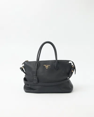 Prada Vitello Phenix Tote Bag In Black