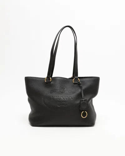 Prada Vitello Phenix Tote Bag In Black