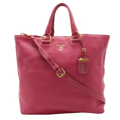 Prada Vitello Leather Tote Bag () In Pink