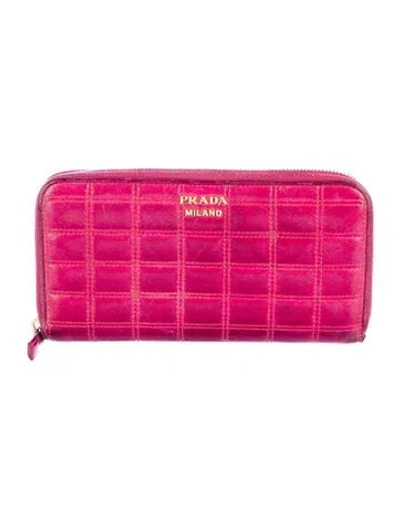 Pre-owned Prada Vitello Shine Leather Continental Wallet In Pink