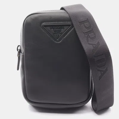 Pre-owned Prada Vitello Shoulder Bag Leather Black