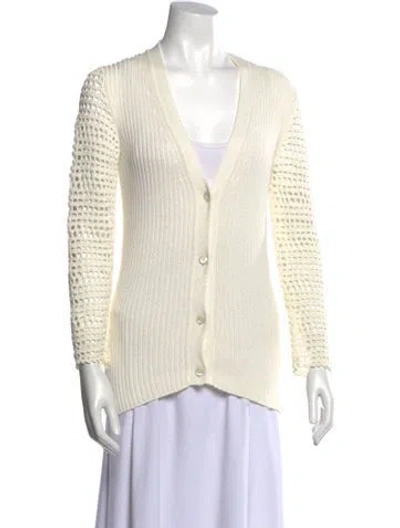 Pre-owned Prada V-neck Cardigan In Neutral