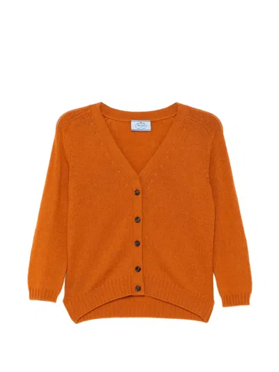 Pre-owned Prada V-neck Cashmere Cardigan In Orange