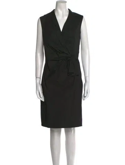 Pre-owned Prada V-neck Knee-length Dress In Black