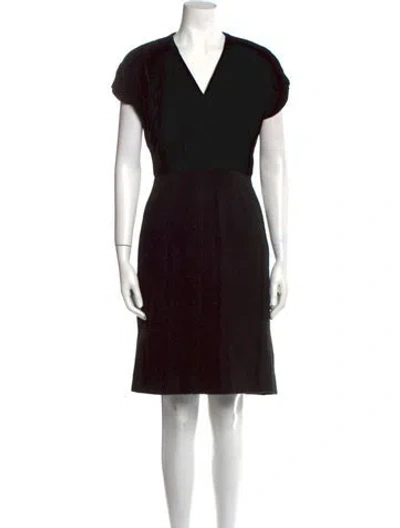 Pre-owned Prada V-neck Knee-length Dress In Black