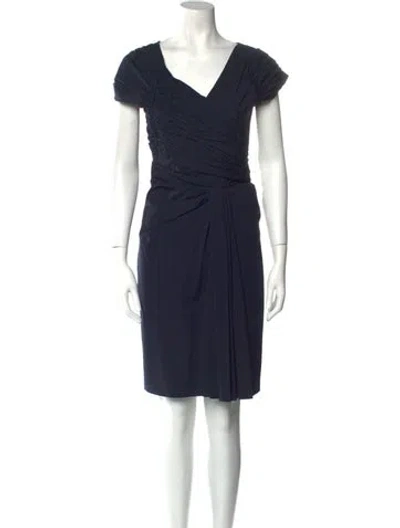 Pre-owned Prada V-neck Knee-length Dress In Blue