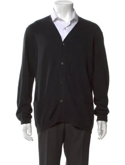 Pre-owned Prada V-neck Long Sleeve Cardigan In Black