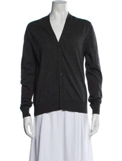 Pre-owned Prada V-neck Long Sleeve Cardigan In Black