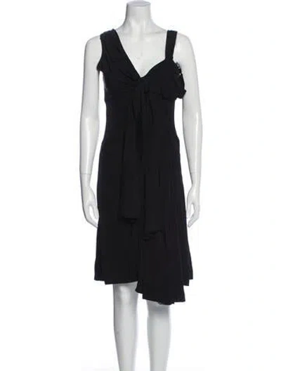 Pre-owned Prada V-neck Mini Dress In Black
