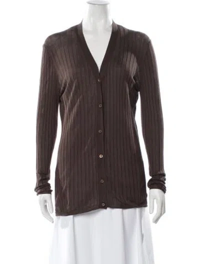 Pre-owned Prada V-neck Sweater In Brown