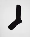Prada Cotton Mid-calf Socks In Black
