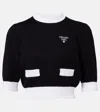 Prada Cropped-pullover Aus Baumwolle In Black