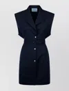 Prada Waist Belted Notched Lapel Sleeveless Knitwear In Black