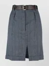 Prada Gessato Belted Paperbag Skirt