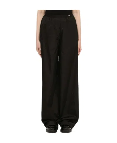 Prada Waist Logo Casual Pants In Black