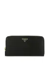 Prada Large Logo Lettering Zip-around Wallet In Black