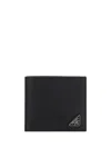 Prada Triangle Logo Saffiano Leather Wallet In Black