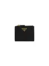 Prada Saffiano Leather Zipped Cardholder In Black