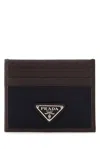 Prada Triangle Logo Card Case In Black