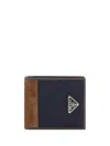 Prada Two-tone Fabric And Suede Wallet In Blu+caffe'