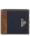 Prada Nylon And Suede Bi-fold Wallet In Blue