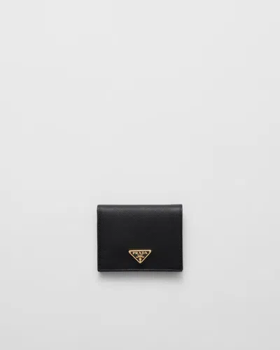 Prada Wallet In Saffiano Leather In Black