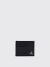 Prada Triangle Logo Saffiano Leather Cardholder In Black