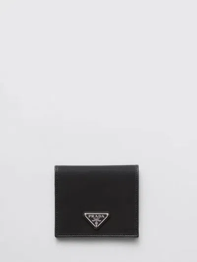 PRADA PRADA TRIANGLE WALLET IN RE-NYLON AND SAFFIANO LEATHER