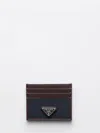 Prada Leather Card Holder Featuring Contrast Panel In Multi