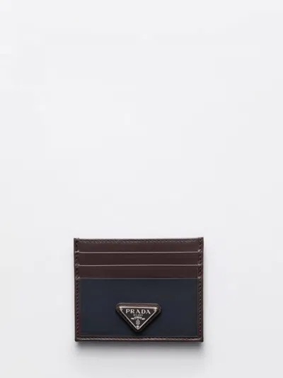 PRADA PRADA CALF LEATHER AND NYLON CARD HOLDER WITH LOGO