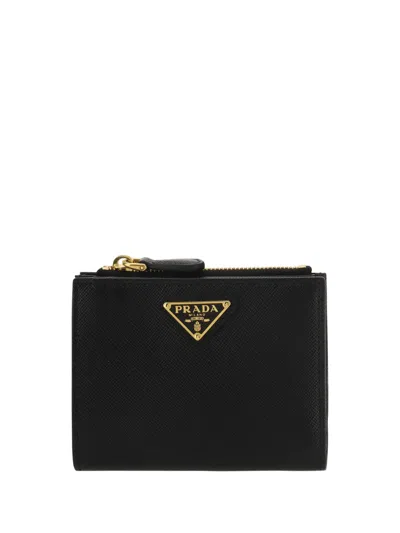 Prada Triangle-logo Saffiano Leather Wallet In Black